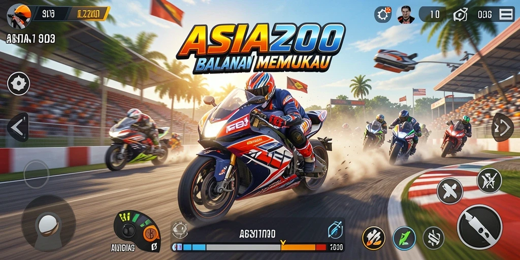 Tampilan menarik dari gameplay balapan motor yang mendebarkan.