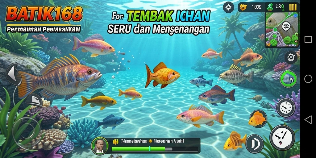 Screenshot utama BATIK168 menampilkan aksi menembak ikan yang mendebarkan.