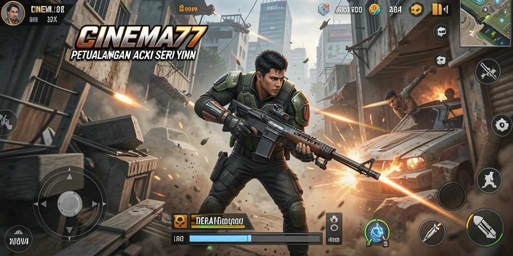 Tampilan aksi mendebarkan dalam gameplay CINEMA77 yang menantang.