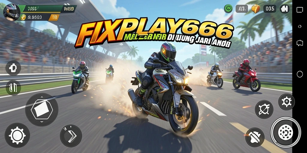 Gameplay FIXPLAY666 yang mendebarkan dengan balapan motor yang cepat.