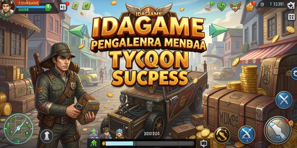 Tampilan layar utama IDAGAME menunjukkan gameplay Tycoon yang menarik.