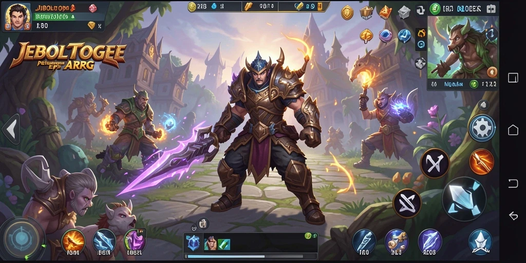 Tampilan gameplay JEBOLTOGEL menampilkan pertarungan yang mendebarkan dan dunia yang luas.