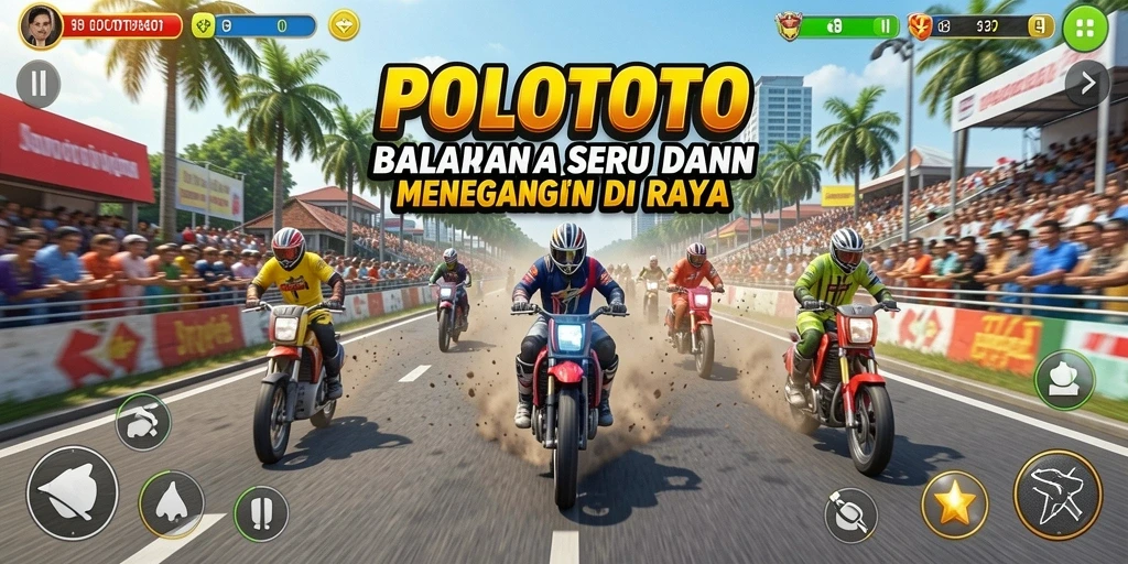 Tampilan seru dari gameplay balapan di POLOTOTO yang mendebarkan.