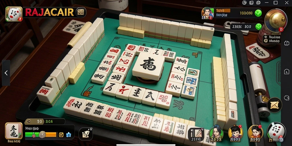 Screenshot gameplay RAJACAIR menampilkan serunya permainan Mahjong.