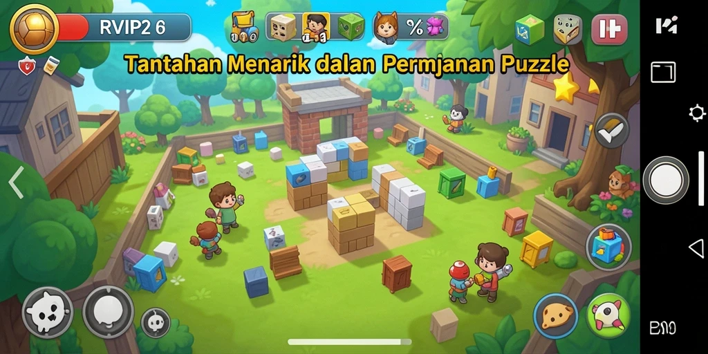 Screenshot gameplay RVIP2 menunjukkan teka-teki menarik dengan grafis warna-warni.