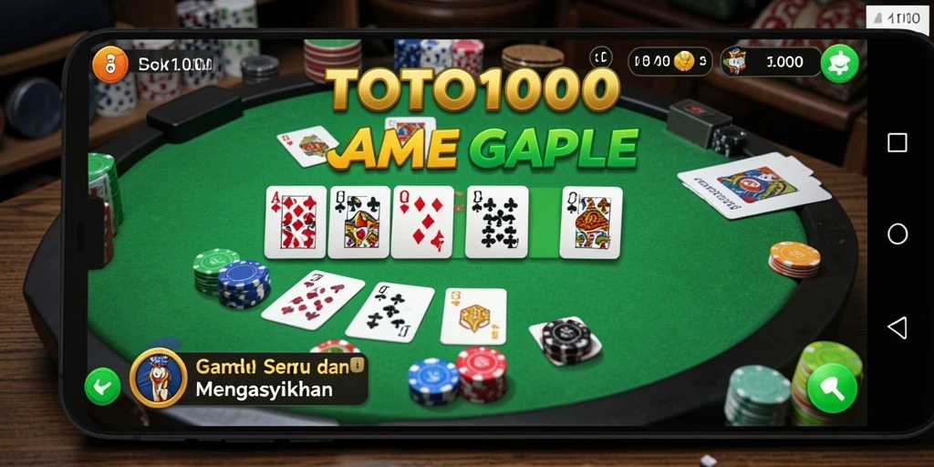 Screenshot TOTO1000 menunjukkan pemain menikmati permainan Gaple yang interaktif.