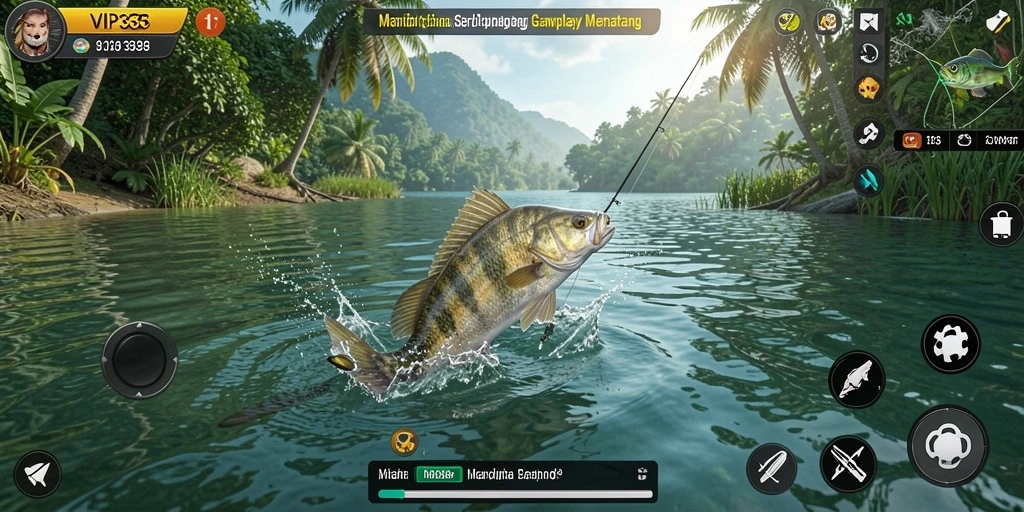 Gameplay seru VIP333 saat memancing ikan.