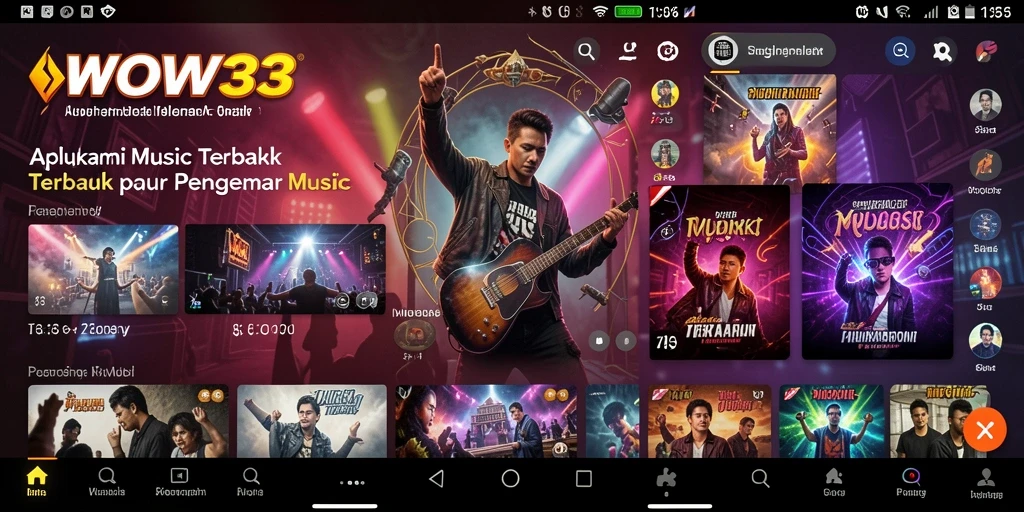 Tampilan gameplay WOW33 dengan koleksi musik yang beragam dan menarik.